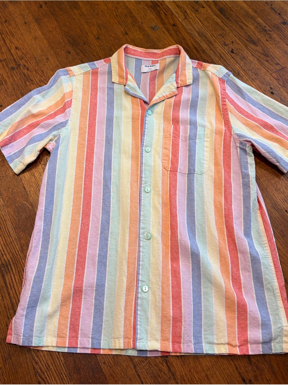 PRIDE Old Navy unisex Multicolor Pastel Stripe Short Sleeve Shirt